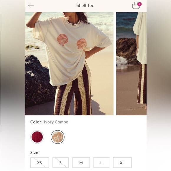 NWOT Free People We the Free Shell Tee - ivory combo - XS oversized - Picture 5 of 8